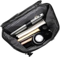 Mochilas de viaje para hombres y mujeres - bolsos diarios de ocio con solapa impermeable grande negra, adecuados para desplazamientos, universidades, negocios - details 2