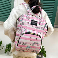 Mochila De Maternidad Con Estampado De Dibujos Animados Gran Capacidad Para Almacenamiento De Botellas De Bebé Y Diaper Bolsa De Moda Para Mujeres Con Mochila Suave Y Cinturón De Aire - details 10