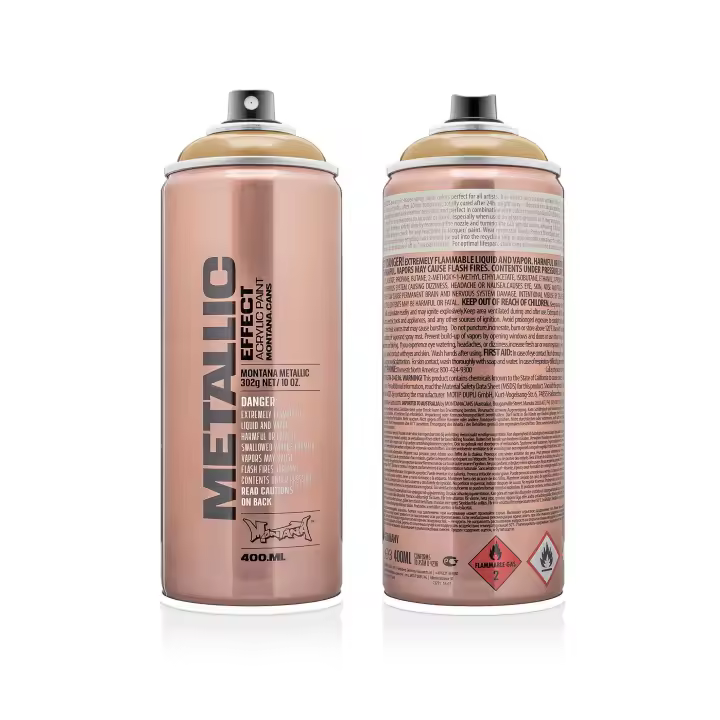 Montana Cans Efecto Metálico Color Oro Azteca 400ml - acabado satinado duradero, resistente a la luz y al desgaste, presión media, para metal, porcelana, cerámica, albañilería, madera, vidrio, pantallas y todo tipo de superficies - 1