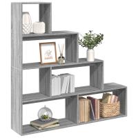 vidaXL Librería divisora 4 niveles madera blanca 143,5x29x143,5 cm en color Blanco/Roble Sonoma/Gris sonoma y más - details 2