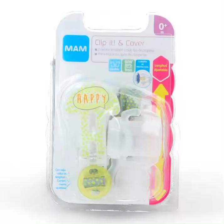 Mam Clip It! & Cover Unisex Ref. S185 - Boche con Cadenita MAM para Chupetes de Botón y Anilla - 1