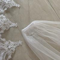 Velo De Novia Elegante Con Volantes De Encaje Y Flores 1 Tier Longitud Catedral 3mx1.5m Accesorios Para Mujer - details 3