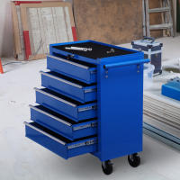 HOMCOM Carro Caja de Herramientas Taller Movil con 5 Cajones 4 Ruedas Chapa de Acero Azul - details 1