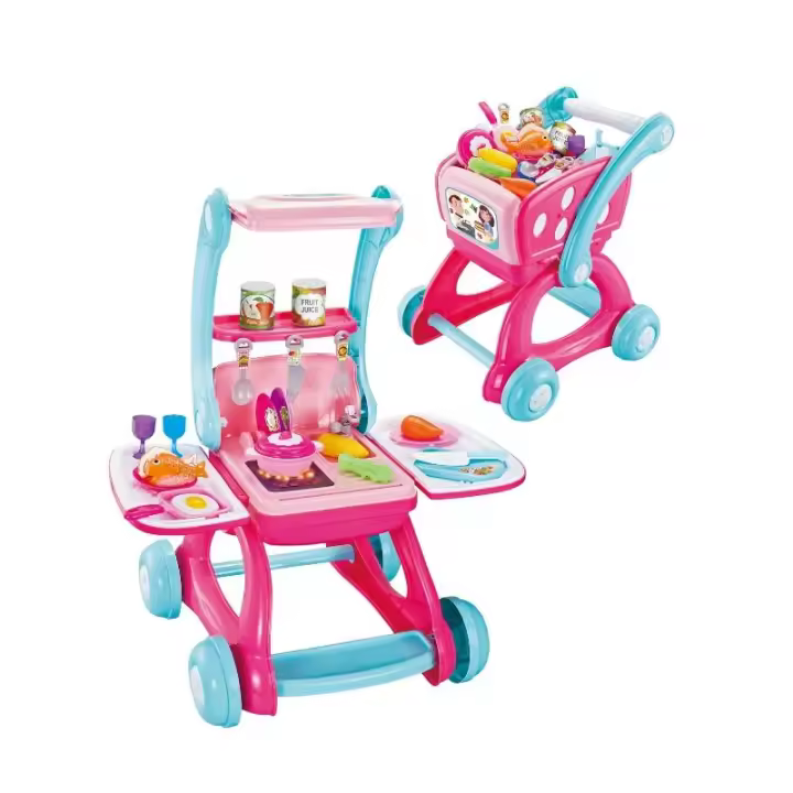 Cocina de Brincar 2 en 1 con Carrito y Accesorios - LPM, Juguetes de Cocina - 1