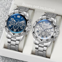 Set De 2 Relojes Para Hombre De Acero Fashion Con Mecanismo De Cuarzo Sin Caja Relojes De Pulsera Para El Muñeca - details 0