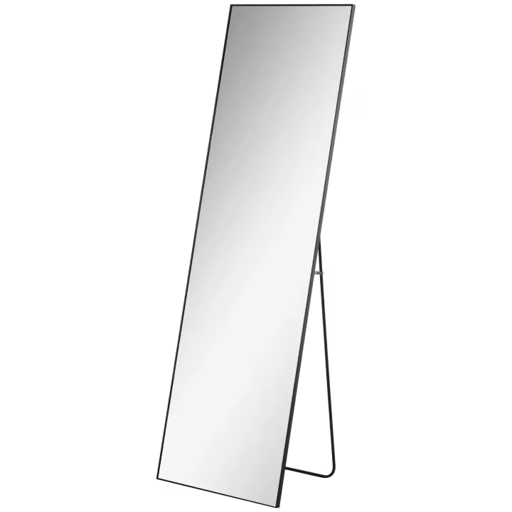 Espejo vertical de cuerpo completo con soporte y Marco de Aluminio para dormitorio y pasillo. - 1
