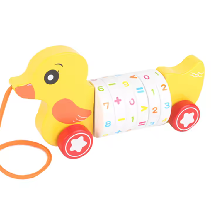 Coche De Madera Para Niños Con Cuerda Pull Educativo Para Bebés Chicos Y Chicas Caminador De Dinosaurio Pato Perro - 1