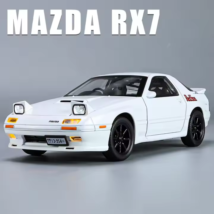 Modelo De Coche De Aluminio 1:24 Initial D Mazda RX7 Supercar Juguete Con Sonido Y Luz Para Niños Vehículo De Metal Sin Batería Proveniente De China - 1