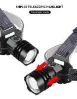 Linterna Frontal LED XHP160 Potente Con Zoom Recargable 3 Modos De Iluminación Para Camping Pesca Senderismo Caza - details 2