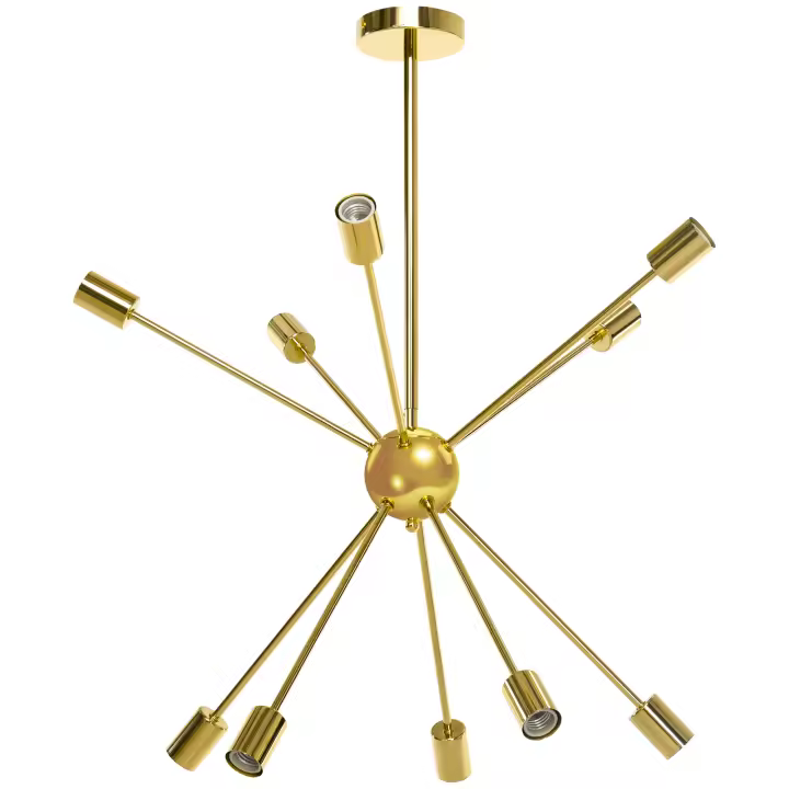 HOMCOM Lámpara Colgante Moderno Tipo de Araña Satélite Lámparas de Techo de Metal Casquillo E27 Máx. 25W para Salón Dormitorio Cocina 65x65x74 cm Dorado - 1