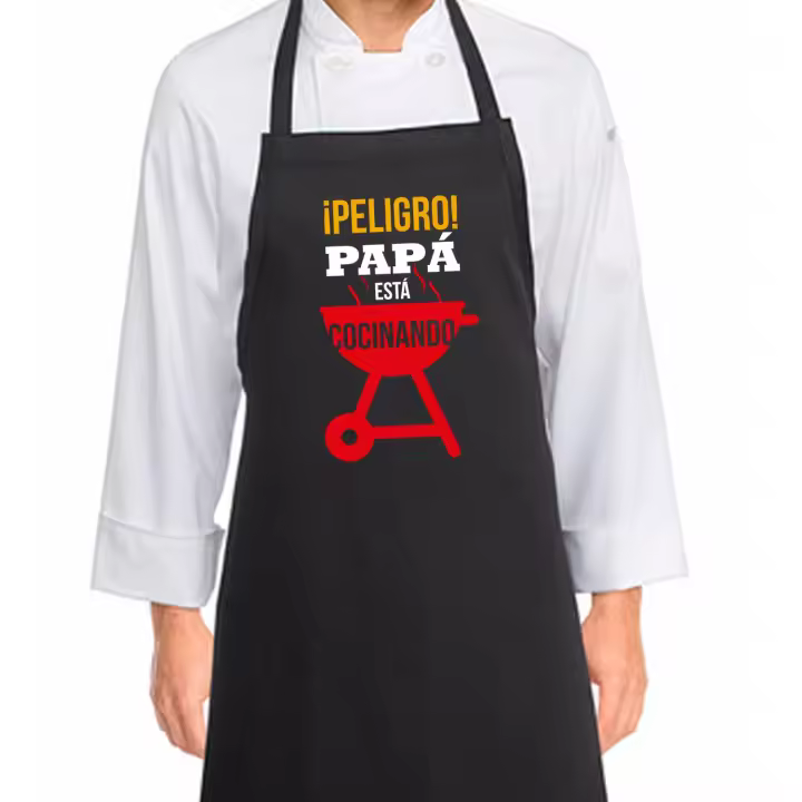 Delantal de Cocina Personalizado 'Peligro Papa esta Cocinando' - Día del Padre, Día de la Madre, Cumpleaños, Aniversario, Comunión, Navidad, San Valentín - Regalos Originales - 1