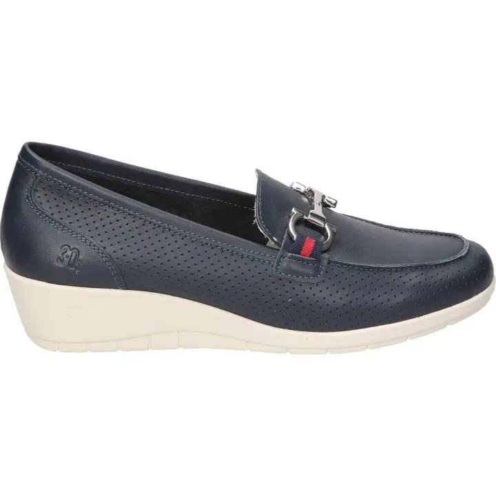 TREINTA´S | Zapatos TREINTA´S para Mujer - Mocasines con Cuña en Color Azul Marino - Mocasín sin Cierre - Fácil de Poner y Quitar - Ligeras - Cómodas - Alta Calidad - Modelo 4102 - 1