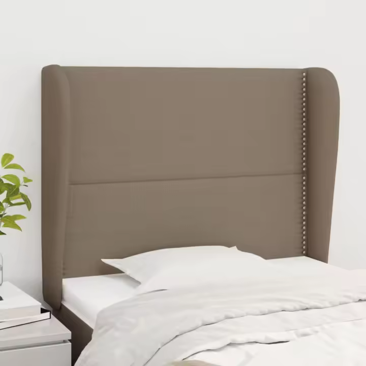 vidaXL Cabecero con orejas de tela gris taupe 93x23x118/128 cm - 1