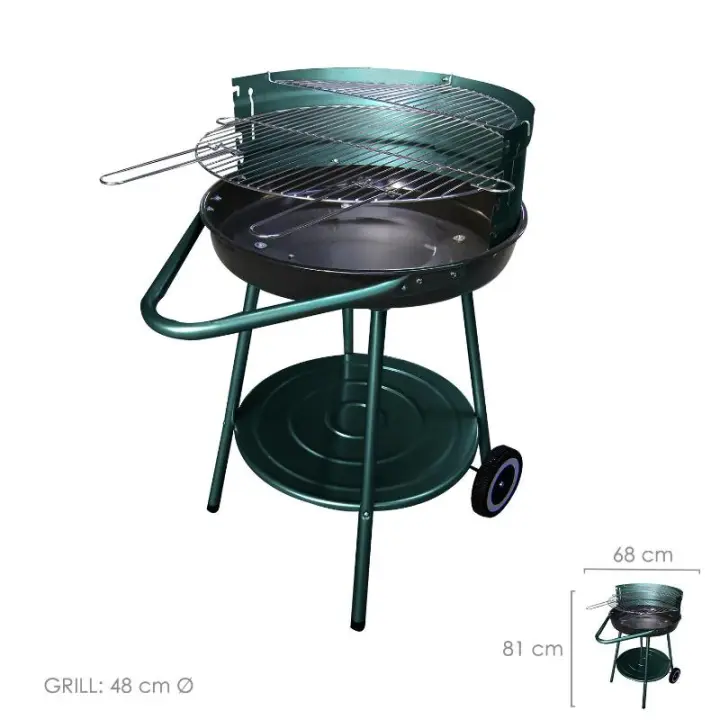Barbacoa carbon y leña apache, redonda con batea. barbacoa jardin, playa, patio. 68x50.8x81 cm. - 1