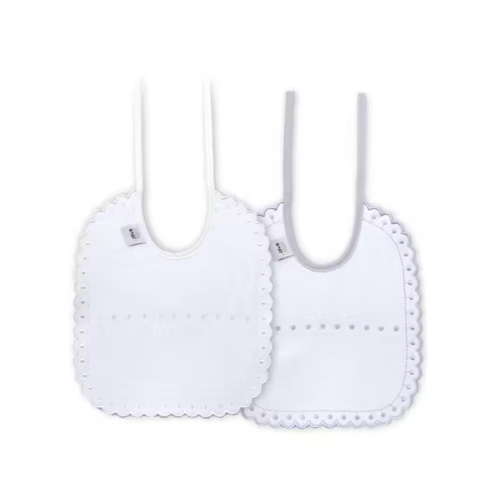 BAVETE (PACK 2 UNIDADES) 100% ALGODÃO- CINZA & BRANCO - 1