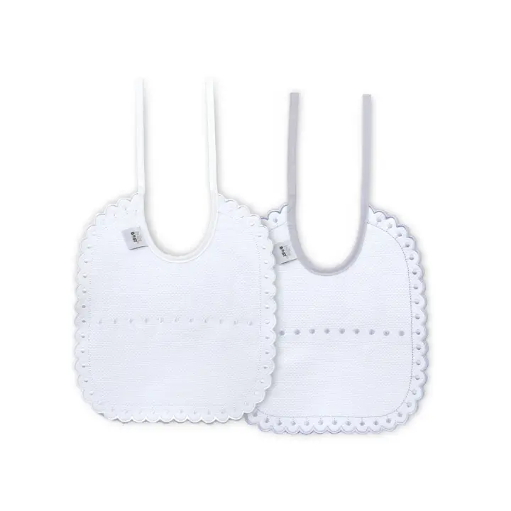 BAVETE (PACK 2 UNIDADES) 100% ALGODÃO- CINZA & BRANCO - 1