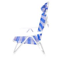 DEVESSPORT Silla de Playa Plegable con Asas y Protecciones | Silla de Playa Reclinable Resistente con Protecciones para Playa y Camping Azul y Blanca - details 7