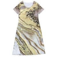 Vestido Largo Elegante Para Mujer Con Estampado Allover Manga Corta Y Rotura Para Primavera Verano Vestido De Fiesta Casual - details 14