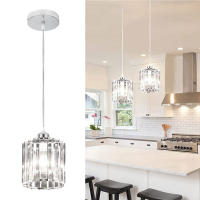 Lámpara Colgante De Cristal Y Hierro Cromado Estilo Minimalista Americano Para Sala De Estar Comedor Barra Dormitorio Estudio Pasillo 110V - details 5
