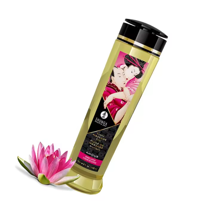 Belover Aceite de Masaje Sensual Amour Flor de Loto Dulce Shunga 240 Ml - Textura Sedosa - Vegano - 1