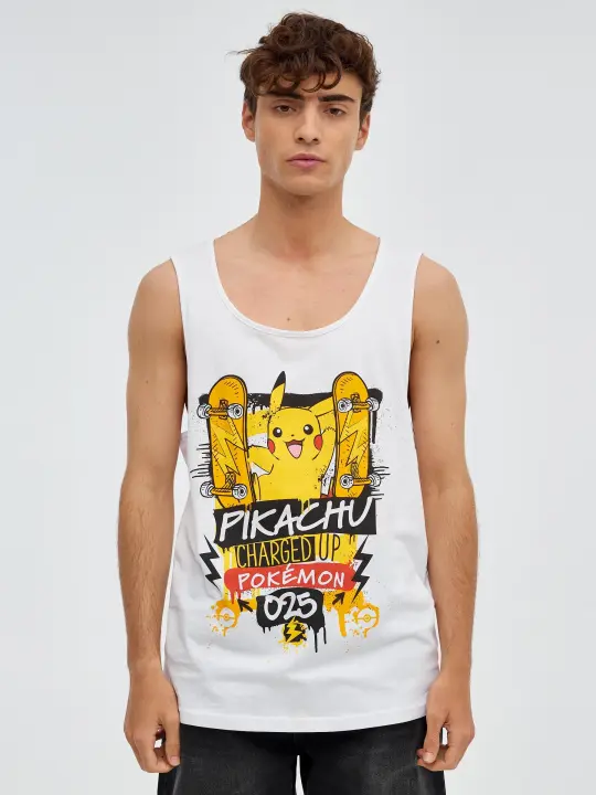 Camiseta regular de tirantes y cuello redondo con estampado de licencia de Pikachu INSIDE - 1