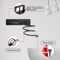 Organizador De Baño Pared Montado Estante De Almacenamiento Con Porta Secador Y Rizador De Cabello Accesorios De Cocina De Aluminio Espacial - details 2