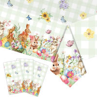 Mantel De Pascua Rectangular Con Diseño De Granja Y Conejos Ideal Para Fiestas Y Decoración Del Hogar Estilo Pastoral Sintético 1 Pieza - details 2