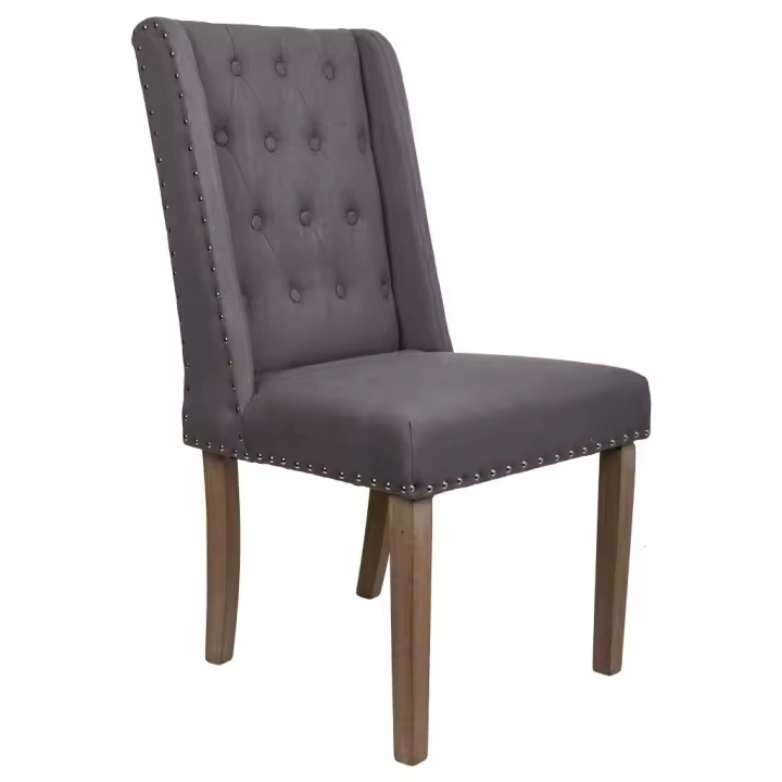 WANDERLUST DECO Silla de madera tapizada gris 53x53x48/102h cm - 1