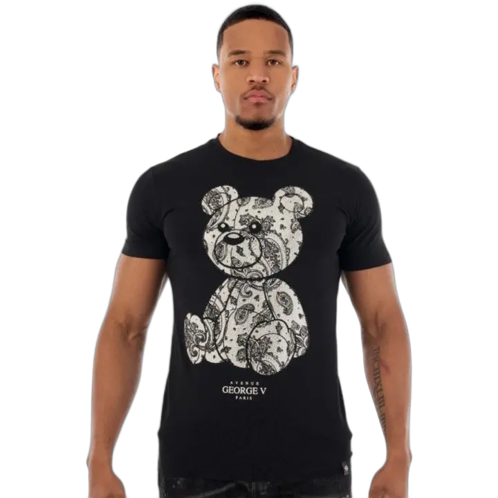 Camiseta Avenue George V Paris Oso con Barroco Negro - 1