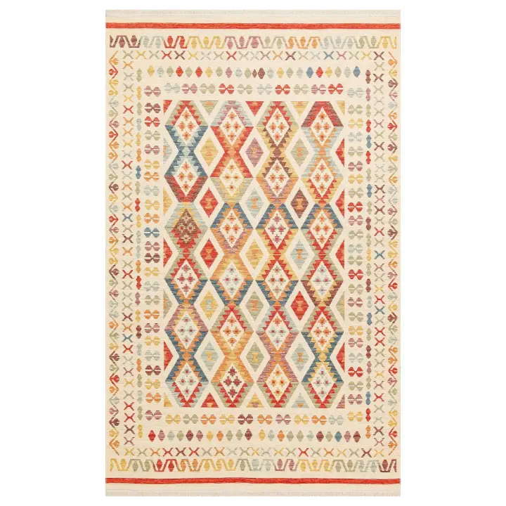 OTTOMAN - ALFOMBRA  KILIM NOMADA NMD 08 - kilim auténtico  suave al tacto, reversible y lavable, elaborados con algodón reciclado.Varias medidas. - 1
