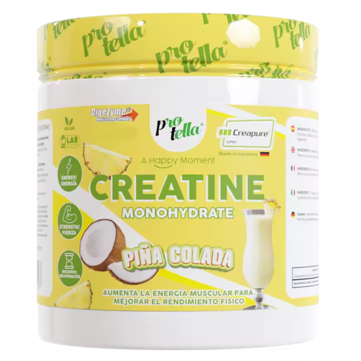 CREATINA CREAPURE (600G) PIÑA COLADA - Protella  Calidad máxima  100% creapure  Creatine monohydrate - 1