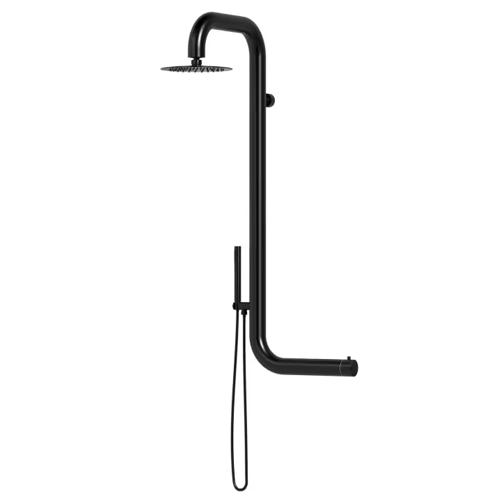Ducha De Pared Cabras De Maple Inoxidiable 316L y Teleducha Negra - 1
