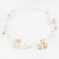 Diadema De Boda Elegante Con Flores Hechas a Mano Y Cuentas Adorno De Cabello Para Mujer Joyería Pequeña De Princesa Accesorios De Novia Decoración De Trenzado De Planta - details 5