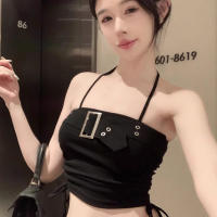 Top Corto Para Mujer Estilo Coreano Veraniego Color Sólido Sexy Y Club Poliéster Estirado De Medio Tamaño Para Jóvenes - details 5