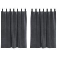 Cortinas Blackout vidaXL con lazos colgantes 2 pcs de terciopelo gris claro - details 1