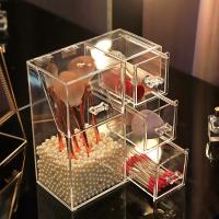 Organizador De Maquillaje Transparente Con Cajones Y Caja De Almacenamiento Con Tapa Y Perlas Para Almacenar Herramientas De Maquillaje Y Joyería - details 8