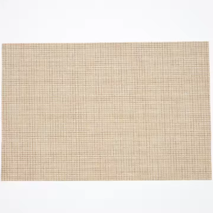 Juego de 6 manteles individuales beige de Vinilo Textil para mesa de Coque, lavables y duraderos, para uso en interiores y Exteriores, 6 unidades, 02 beige - 1