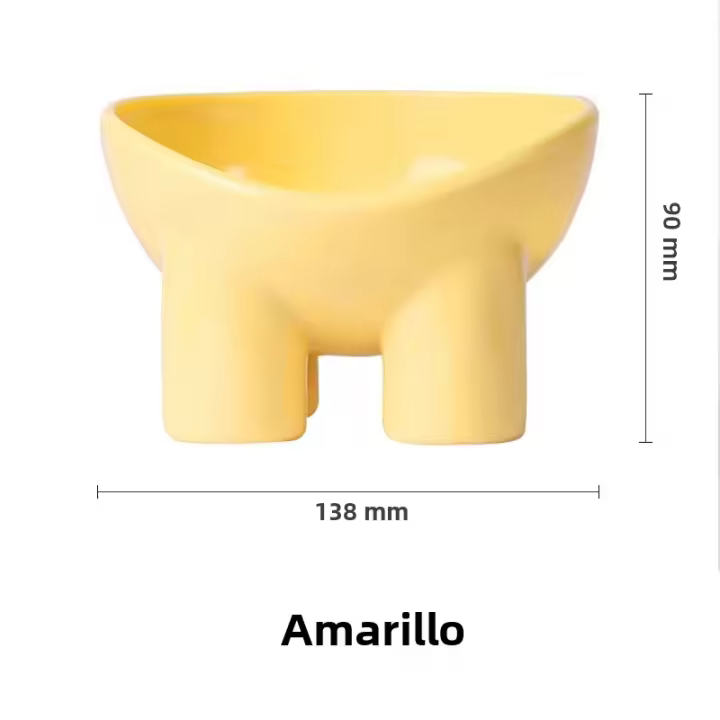 Tazón De Alimentos Para Gatos Con Protector De Cuello Anti-torpón Para Pequeños Perros Plástico Cuadrado Resistente a Las Patas - 1