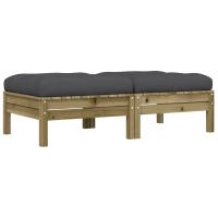 vidaXL Taburetes de jardín con cojines 2 uds madera abeto de Douglas Marrón pino, Douglas natural, Impregnado natural Conjunto Terraza Muebles Jardín Exterior Juego de Muebles de jardín Mueble Jardín Exterior Muebles de Salon Exterior - details 1