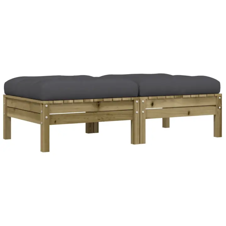 vidaXL Taburetes de jardín con cojines 2 uds madera abeto de Douglas Marrón pino, Douglas natural, Impregnado natural Conjunto Terraza Muebles Jardín Exterior Juego de Muebles de jardín Mueble Jardín Exterior Muebles de Salon Exterior - 1