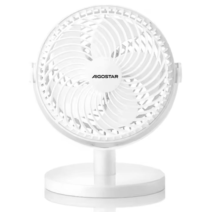 Ventilador de Mesa Portátil,  6 Pulgadas, 5 Aspas, 2 Velocidades, Sin Batería, Blanco - 1