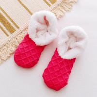 Calcetines De Piso Para Mujer En Color Sólido Talla Grande No Show Antideslizantes De Plush Coral Fleece Calientes Para Uso Doméstico - details 5