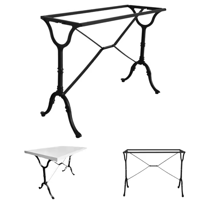 Base de mesa de hierro Fondo ZStyle-Patias de mesa-Base doble-Pies de mesa-Interior/Exterior-Para restaurantes Bistrot Bar Catering-Pie central-Mesa Liberty-Fuerte-DIY... - 1