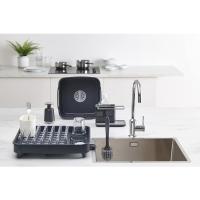 Almacenamiento/organizador de fregadero con drenaje integrado, Soporte para esponja, cepillo, detergente y paño de cocina, extraíble, tamaño regular, gris-WELLNGS - details 2