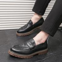 Nuevos Loafers Para Hombre En Cuero Patentado Con Patrón De Piedra Zapatos De Boda Y Casual Con Punta Redonda Cierre SLIP-ON - details 21