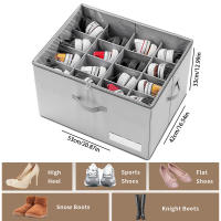 Organizadores de zapatos Contenedores Organizador de Zapatos Armario, Caben 16 Pares, Cajas de Almacenamiento, Cubos Transparente para Guarda Zapatos, Ahorra Espacio Cajones con Asas Reforzadas, Gris - details 4