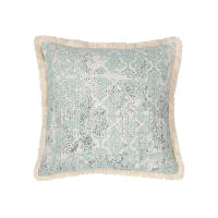 Funda De Cojín Decorativa Verde Con Estampado Geométrico Y Lazos Para Sofá Sala De Estar Dormitorio 100% Poliéster Lavable - details 3