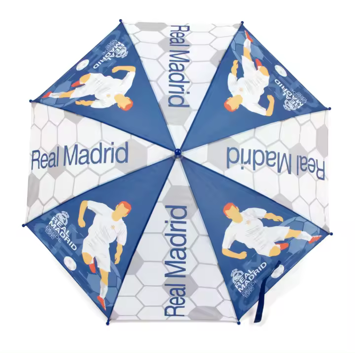 ARDITEX Paragüas Real Madrid Niño, Poliéster, 8 Paneles, Diámetro 86 cm, Apertura Automática, Regalo Ideal para Niños, Regalo Real Madrid - 1
