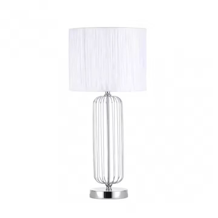 Lámpara de Mesa FABRILAMP Sobremesa Mansonia Cromo con Pantalla Blanca 66x30x30 Cm - 1