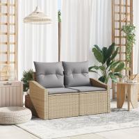Sofá de jardín para 2 personas con cojines beige de poliratán - details 2